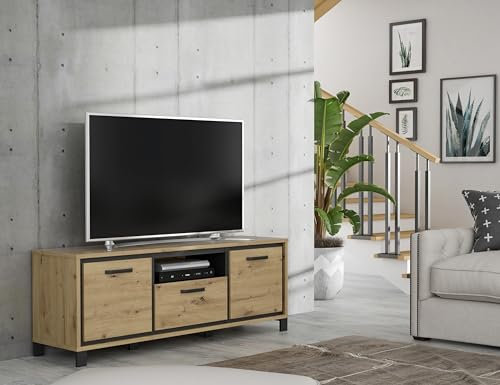 möbelando TV-Board >Trondheim< in schwarz,braun - 158,4x58,9x41,5cm (BxHxT)