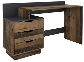 byLIVING Schreibtisch Belfast/Rechts oder Links montierbar / 3 Schubkästen/Old Navy - Anthrazit/Bürotisch/Schreibtisch/B 138, H 83,5, T 51,5 cm