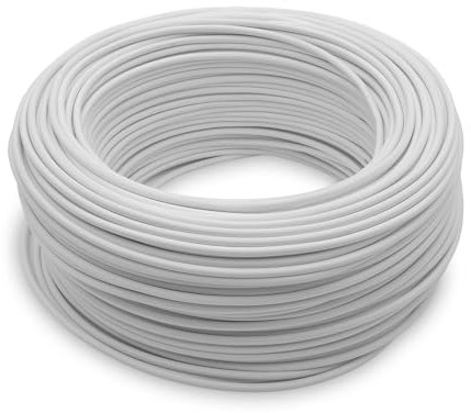 Cavo Elettrico Unipolare 1,5mm - 2,5mm - 4mm 100mt - Vari Colori Disponibili - Perfetto per Impianti Elettrici e Cablaggi - Cavi Elettrici di Alta Qualità (Bianco, 1,5mm)
