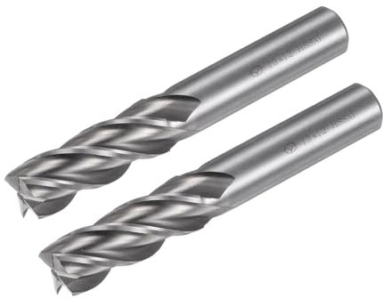 QUARKZMAN 2pcs Carbure Fin Fraises 4 Cannelures 13 mm /0,51 Haute Vitesse Acier CNC Fraisage Coupeur Bits Outil avec Droite Tige pour Aluminium Acier Coupe Travail Métaux