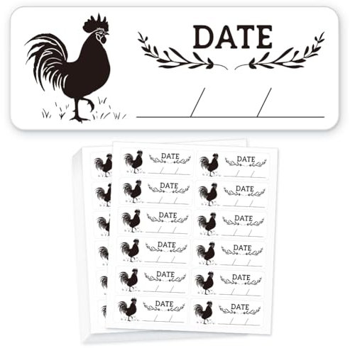 GOMAKERER 180pz Uova di Fattoria Deposte su Adesivi Data Raccolta Scrivibile, Etichette per Cartoni di Uova di Gallina 2.5x6.7cm Adesivi per Imballaggio di Uova In PET per Contenitori Scatole Cartone