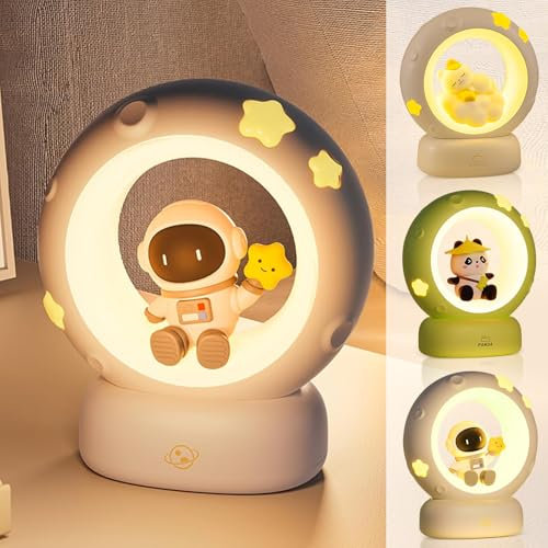 MeYuxg Nachtlicht Kinder, Nachtlicht Astronaut,Nachtlicht Kinder Dimmbar, Lampe Astronaut mit Drei Dimmmodi und USB-Kabel, Astronauten Lampe für Kinderzimmer Deko,Geschenk für Jungen, Mädchen