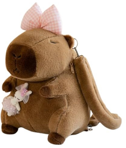 champracer Capybara Plüschtier Rucksack Capybara Rucksack Capybara Kuscheltier Plüsch Rucksack für Erwachsene Wasserschwein Kuscheltier Plüschtier Rucksack Kinder (Rosa Hase)