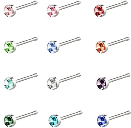 Tucnoeu 60 Stück Strass Nasenpiercing Stecker, Hypoallergener Piercing Nase, Nasenstecker Chirurgenstahl für Damen und Herren Körperschmuck Einzigartig Winzig