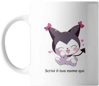 VARZI Taza Hello Kitty Kuromi personalizable, idea de regalo para niña, diferentes impresiones, posibilidad de añadir tu nombre 1956 (fantasía 5)