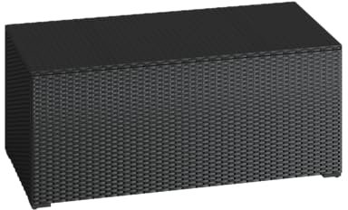 STEELSØN Auflagenbox Serion für den Garten wasserdicht, Aufbewahrungsbox Garten 615 L mit klappbaren Deckel, Gartenbox Polyrattan Schwarz/Anthrazit