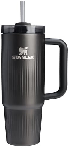 Stanley Quencher H2.0 Tumbler with Handle and Straw 30 oz | Flowstate 3-Position Lid | Cup Holder Compatible for Travel | Insulated Stainless Steel Cup | BPA-Free | Fluted Black