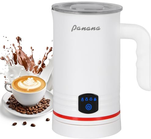 Panana Milk Frother Electric Coffee Steamer, 4 in 1 Automatic Milk Frother, Warm and Cold Form Maker, 430ml Capacity for Cappuccinos, Lattes, and Hot Chocolates. (White, WH)