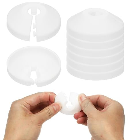 PATIKIL 10mm Plumbing Cover Plates, 9 PCS Wall Split Flange Pipe Cover Decoration Escutcheon Plate Collar Flange Water Pipe Cover Decoration PP Plastic for Wall Pipe Tube Hole, White