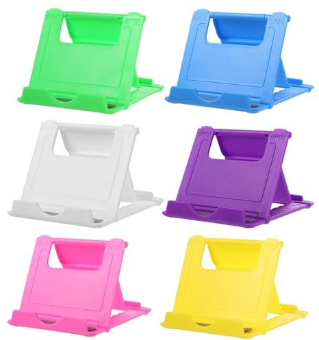MeiHongJiaYe 6 PCS Supporto Telefono da Tavolo, Portatile e Pieghevole per Smartphone, Regolabile in 6 Angoli, Supporto Universale per Cellulare/Tablet (Nero, Bianco, Blu, Rosa, Giallo, Verde)