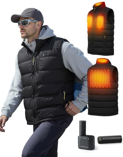 InoKraft Heated Gilet for Men, Lightweight Quilted Winter Heated Vest, with Rechargeable 8000mAh Battery Pack and USB-C Charging Cable for Cycling Running Hiking