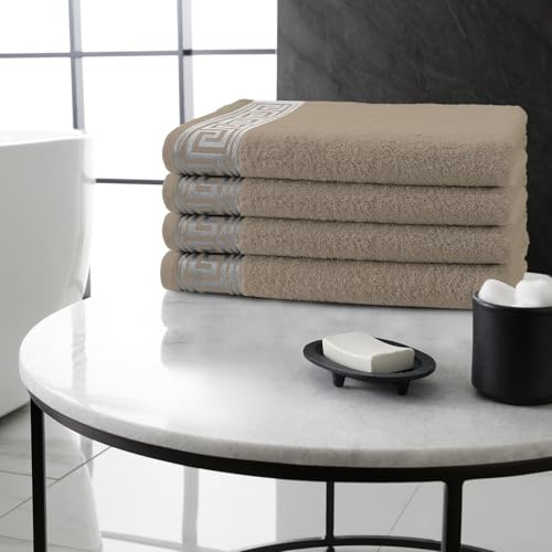 GC GAVENO CAVAILIA Luxury Bath Towels 4 Piece - Ultra Soft, Fluffy 100% Egyptian Cotton Towel Set - Quick Dry & Highly Water Absorbent Bathroom Towels - 500 GSM Large Towel (70x120 cm) - Natural
