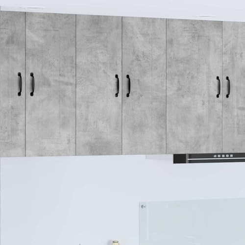 QJBSAVVA Küchenwandschrank Set 2er Beton Grau Moderne Hängeschränke 30x31x80 cm Holzwerk robust Regal Küche Wohnzimmer Flur