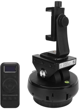 Hamwesh Motorized Panoramic Tripod Head, 360 Degree Rotation 9 Speeds Pan Tilt 2.4G Wireless Remote Control 3.5mm Shutter Release Pan Head, Camera Rotator with Phone Clamp/Holder Type C Charging