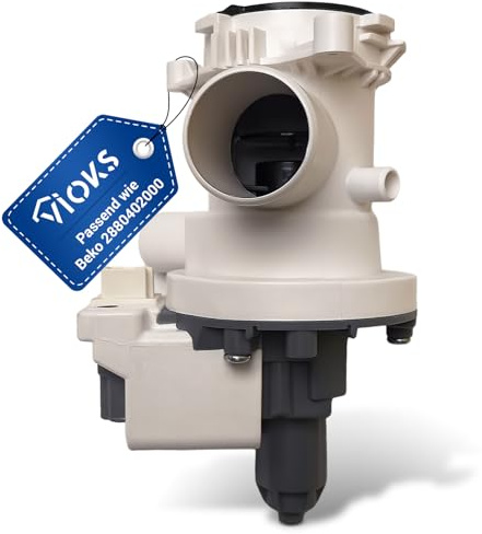VIOKS Bomba de desagüe de 34 W para lavadora Beko 2880402000 | Bomba de drenaje de aguas residuales, con boquilla de bomba y filtro de pelusa, Washing Machine Pump