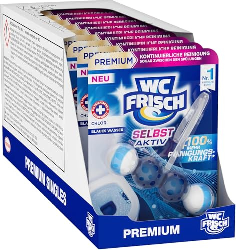 WC FRISCH Selbst Aktiv Chlor Blauspüler (50 g), WC Steine mit Anti-Kalk-Formel, Reinigungsschaum & blauem Wasser, WC-Reiniger für extra Frische & eine sichtbare Reinigung zwischen den Spülungen