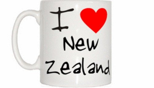 TeeTreeDesigns I Love Heart New Zealand White Mug