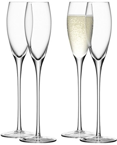 LSA International LSA Wine-Set di 4 calici da Champagne, Transparente, 160 ml, Clear, 7.6 x 7.6 x 28.4 cm, 4 unità