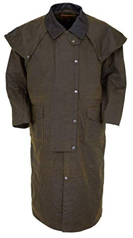 Outback Trading Company Unisex 2056 Stockman Waterproof Breathable Extra-Long Cotton Oilskin Duster Coat, Bronze, L