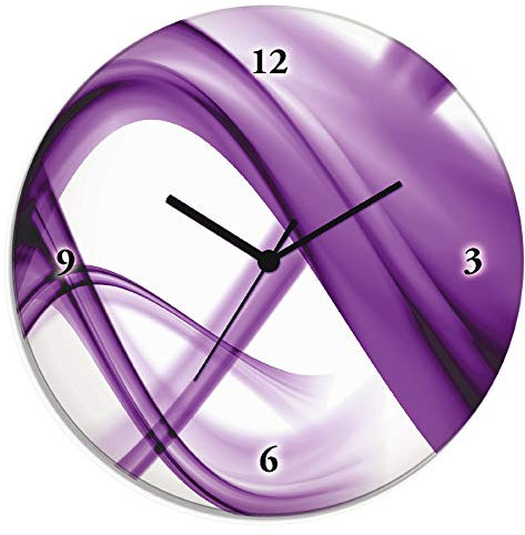 ARTLAND Wanddeko Wanduhr ohne Tickgeräusche Glas Funkuhr Ø 30 cm Rund Lautlos Design Abstrakt Kunst Bunt Modern Ausgefallen S7MV