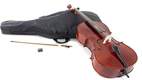 GEWA Cellogarnitur/Celloset HW Hartholz 1/4 spielfertig mit Feinstimmsaitenhalter, Stachel, Bogen, Kolophonium, Tasche - PS403214 - ***NEU***