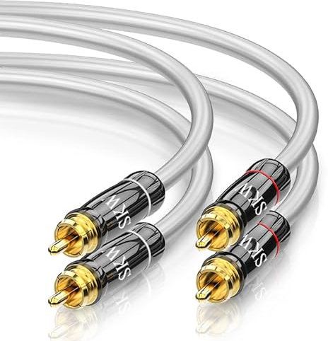 SKW Câble RCA Audio stéréo analogique - Câble 2RCA mâles vers 2RCA mâles, Cuivre OFC, Blindage, Compatible avec Lecteur DVD, Platine CD, Haut Parleur, Home Cinéma Chaîne HiFi - 3m
