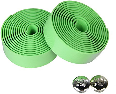 Demiawaking 2 Stück Lenkerband aus Kork für Sportfahrräder + 2 Endkappen, grün