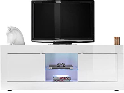 Miliboo – Mueble TV de diseño, lacado blanco, altura: 180 cm, de color leche