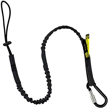 BearTOOLS Tool Lanyard with Aluminum Screw Lock Carabiner and Adjustable Loop End, Standard Length, Maximum Weight Limit 8KG / 17.6lb, Fall Restraint with Shock Cord Stopper, 1 Pack (Black 0921S)