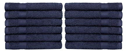 NatureMark Asciugamani per ospiti – Confezione da 12 (30x50 cm), 100% cotone, certificazione Oeko-Tex, morbidi, assorbenti e facili da curare – Per bagno, ospiti e spa – Colore Blu Navy