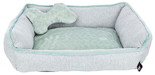 TRIXIE Hundebett Junior 50 × 40 cm in hellgrau/mint - weiches Mini Hundekissen für Welpen - Hundekorb für kleine Hunde - rutschfest - 38250