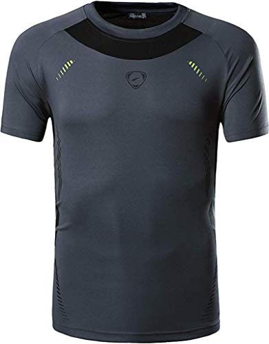 jeansian Herren Sport Tee Shirt Tshirt T-Shirt Short Sleeve Tops Tennis Golf Bowling LSL3225 Gray M