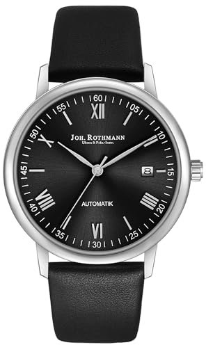 Joh. Rothmann Herren Uhr analog Japan Automatik mit Echtleder schwarz Armband 10030154