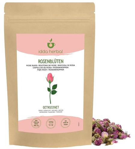 Rosebud Loose Tea (125g, 4.4oz), Whole Dried Rose Buds, Rose Petals, 100% Natural and Pure for Preparation of Herbal Tea, Rosebud Tea, Herbal Infusion