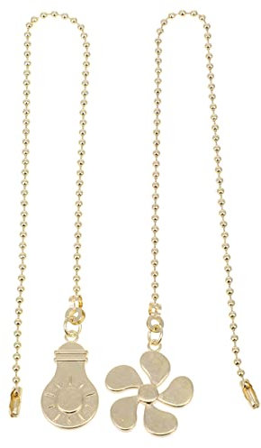 minkissy Deckenventilator Zugkette Metallperlen Kugel Pull Kette Verlängerung Deckenleuchte Fan Kette für Badleuchte Deckenleuchte Deckenlampe 2 Stück Golden