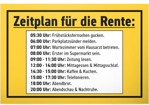 DankeDir! Zeitplan Rente - Schild 30 x 20 cm - Frauen & Männer Rentner Ruhestand Geschenk Kollege Renteneintritt - Deko Party Karte Pensionierung Verabschiedung Abschied Geschenkidee