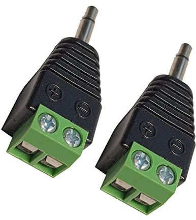 SHANFEILU 3.5mm TS Mono Male to 2 Pin Screw Terminal Female 1/8 Inch TS Audio Plug AUX Headphone Solderless Balun Converter Adapter 2 Pack