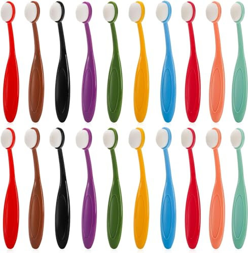 YOUEON 20 Pack Mini Colored Ink Blending Brushes, 10 Color Craft Ink Blender Brushes Set, Small Ink Blending Tools with Soft Bristle Color Coded Handle for Card Making, Painting, Drawing, Stamping