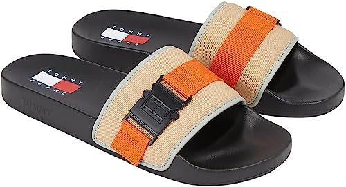 Tommy Jeans Homme Claquettes Pool Slide Sandales de Bain, Beige (Tawny Sand), 44 EU