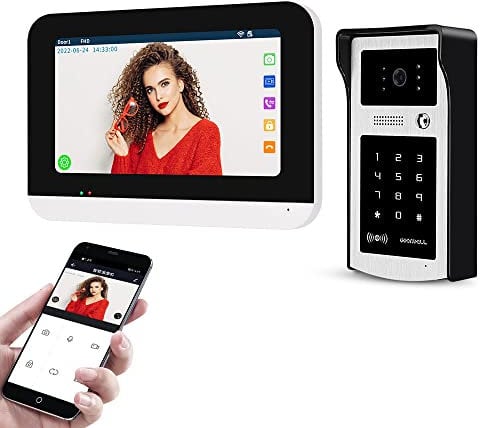 OBO HANDS 7Inch 1080P Wifi Tuya Smart Sistema Videocitofono per 1-Famiglia Casa,Touch Screen,Impermeabile Visione Notturna HD Fotocamera