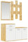 HOMCOM Garderobenset, 3 in 1 Komplettgarderobe-Set mit Aufbewahrungsschrank, 6 Haken, Spiegel, Schuhschrank, Flurkommode, Wandgarderobe, Flurgarderobe für Diele, Flur, Natur