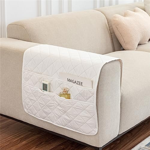 FANSU Sofa-Armlehnenbezüge 2-er Set, Armlehnen Organizer, Ohrensessel Relaxsessel Armlehnenschoner, Sofa Armlehnenbezüge, Möbelschutz für Sofa, Stuhl (Beige)