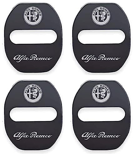 4 Copri Serratura per Portiera Auto per Alfa Romeo Mito, Tappo a Scatto, Acciaio Inossidabile, Antiruggine, Impermeabile, Antipolvere, Protezione, Accessori Interni,-Black-
