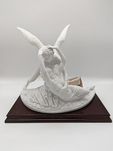 OVUNQUE PROTEGGIMI Statue von Amor und Psyche in weißem Marmorstaub, GEFERTIGT IN TOSKANA (ca. 38 x 33 cm)