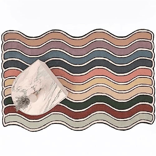 SUICRA Teppiche für Wohnzimmerteppich Irregular Rainbow Plush Carpet Living Room Decoration Home Sofa Soft and Fluffy Rug Bedroom Girl Room Originality Rug Floor Mat (Color : Image Color, Size : 200