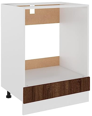 Tidyard Herdumbauschrank Küchenschrank Küchenzeile Hängeschrank Küchenmöbel Einbauküche Küche Schrank Küchenblock Aufbewahrungsschrank Braun Eichen-Optik 60x46x81,5 cm Holzwerkstoff