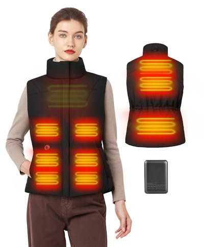 Women's Heated Vest With 10000mAh Battery, Heated Gilet Womens Lightweight Winter Warming Thermal Vest for Hiking, Skiing, Camping, Quickly Heated, Slim Fit
