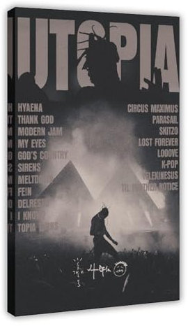BSapp Travis Scott Utopia Albumcover-Poster, 2 Leinwand-Poster, Schlafzimmer-Dekor, Sportlandschaft, Büro, Raumdekoration, Geschenk, 20 x 30 cm
