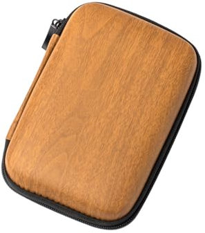 Custodia per Hard Disk Esterno, 2.5'' Antiurto Organizzatore, Memoria Esterna Portatile Disco Esterno, Protettiva Borsa Antiurto Rigida Cover Case, Colore della venatura del legno, 14 * 10 * 4 CM