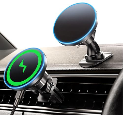 BHHB 15W Support Telephone Voiture Magsafe Chargeur, Chargeur Voiture Magsafe, Tableau de Bord/Ventilation Support Magsafe Voiture pour iPhone 17 16 15 14 13 12 Pro Max Plus Mini Pro/17 Air